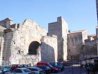 Roman ruins seen from  edge of Rhone