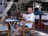 Ouzo at Ornos cafe